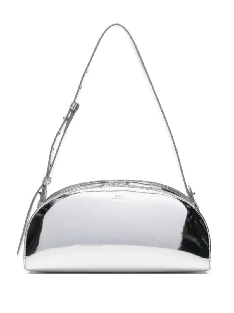 A.P.C. Demi-Lune Schultertasche mit Reißverschluss in Silber