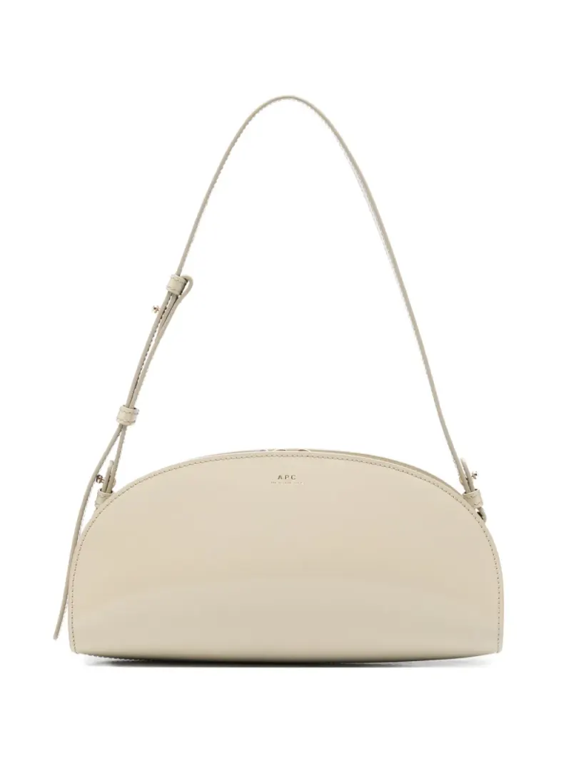 A.P.C. Halbrunde Schultertasche mit verstellbarem Riemen in Nude