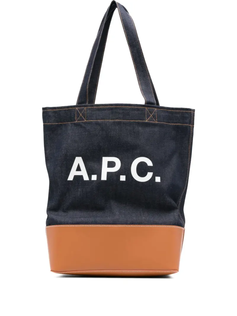A.P.C. Mittelgroßer Jeans-Tote Bag mit Logo-Detail in Blau