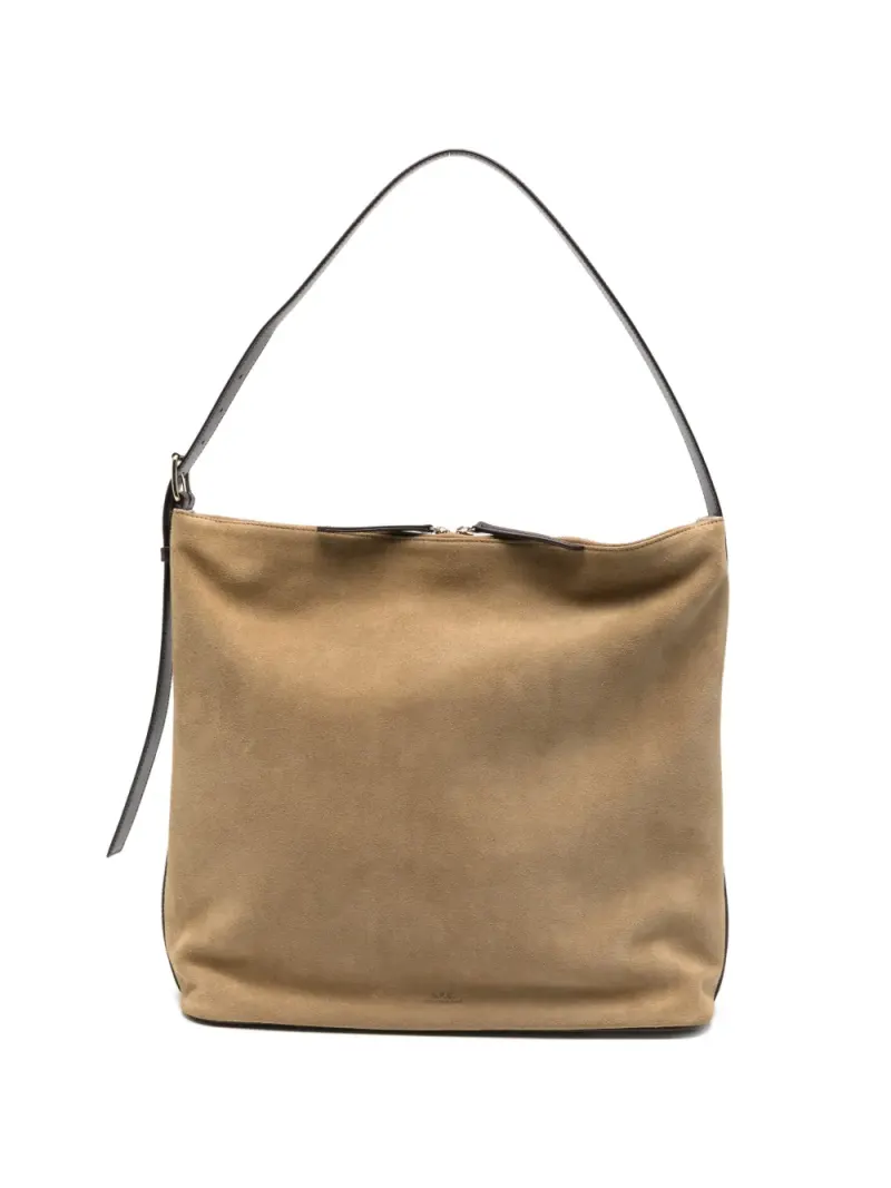 A.P.C. maxi BLD suede-finish shoulder bag in Braun
