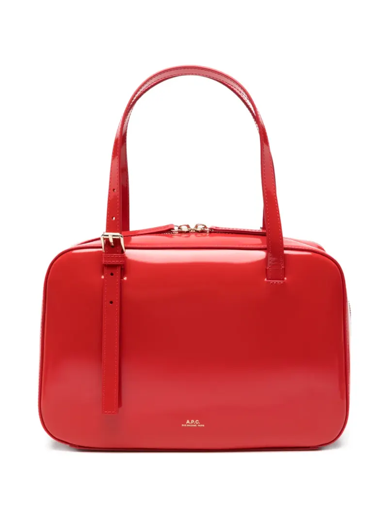 A.P.C. patent-finish buckle-detail tote bag in Rot