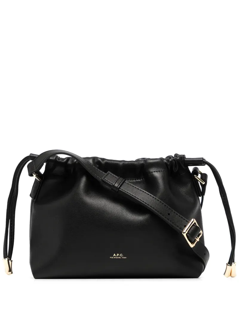 A.P.C. Schultertasche mit Kordelzug in Schwarz