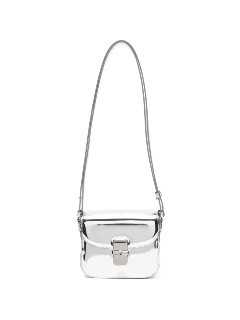 A.P.C. Schultertasche mit Drehverschluss in Silber