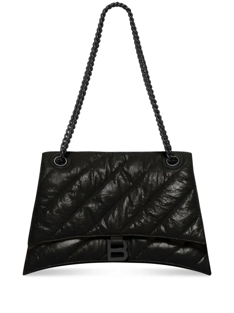 Balenciaga Mittelgroße Crush Schultertasche mit Kettenriemen in Schwarz