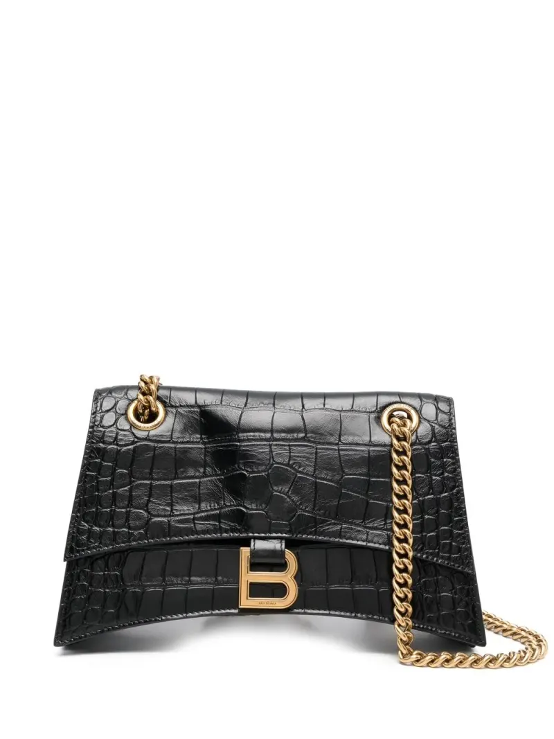 Balenciaga Kleine Crush Schultertasche mit Kroko-Effekt