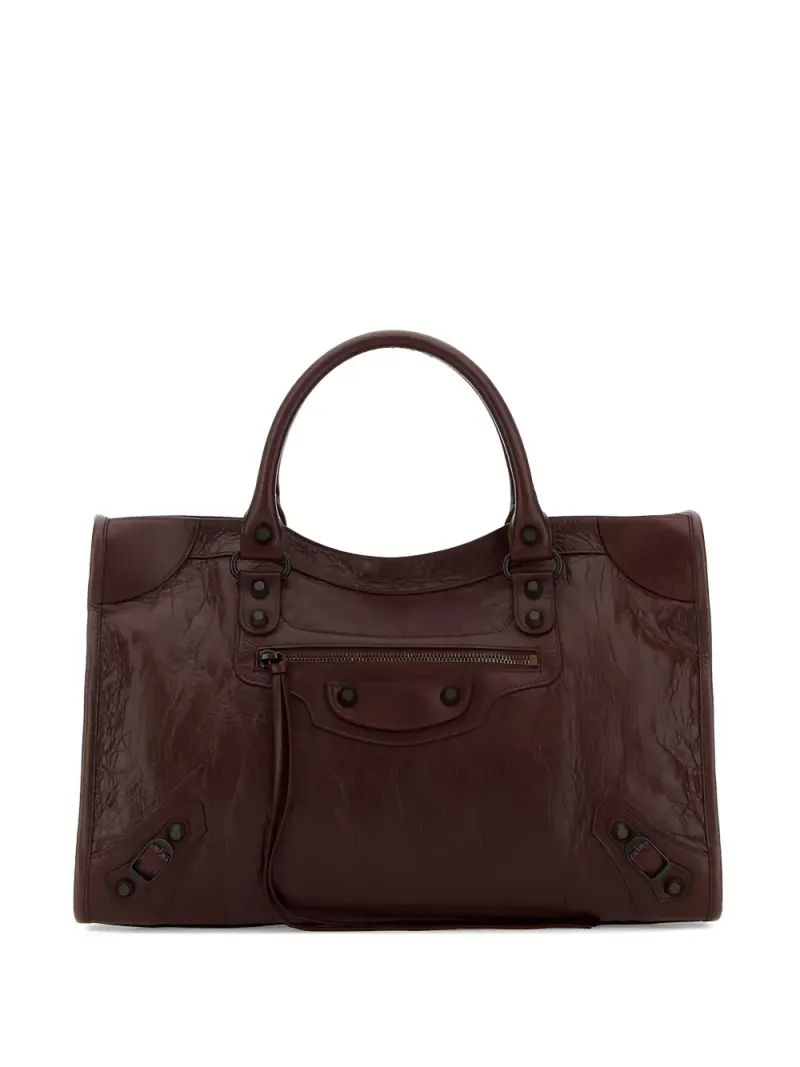 Balenciaga Le City Tote Bag mit geflochtenem Henkel in Braun