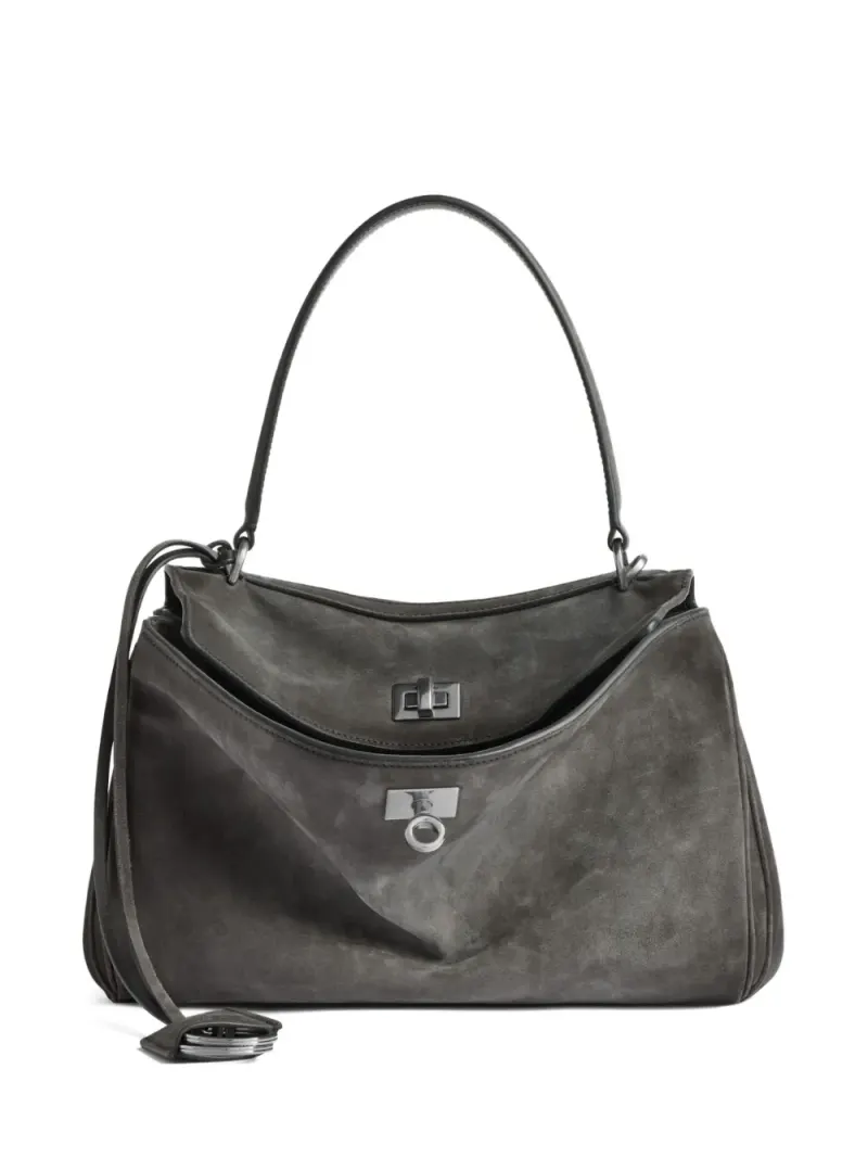 Balenciaga Schultertasche mit Drehverschluss in Grau