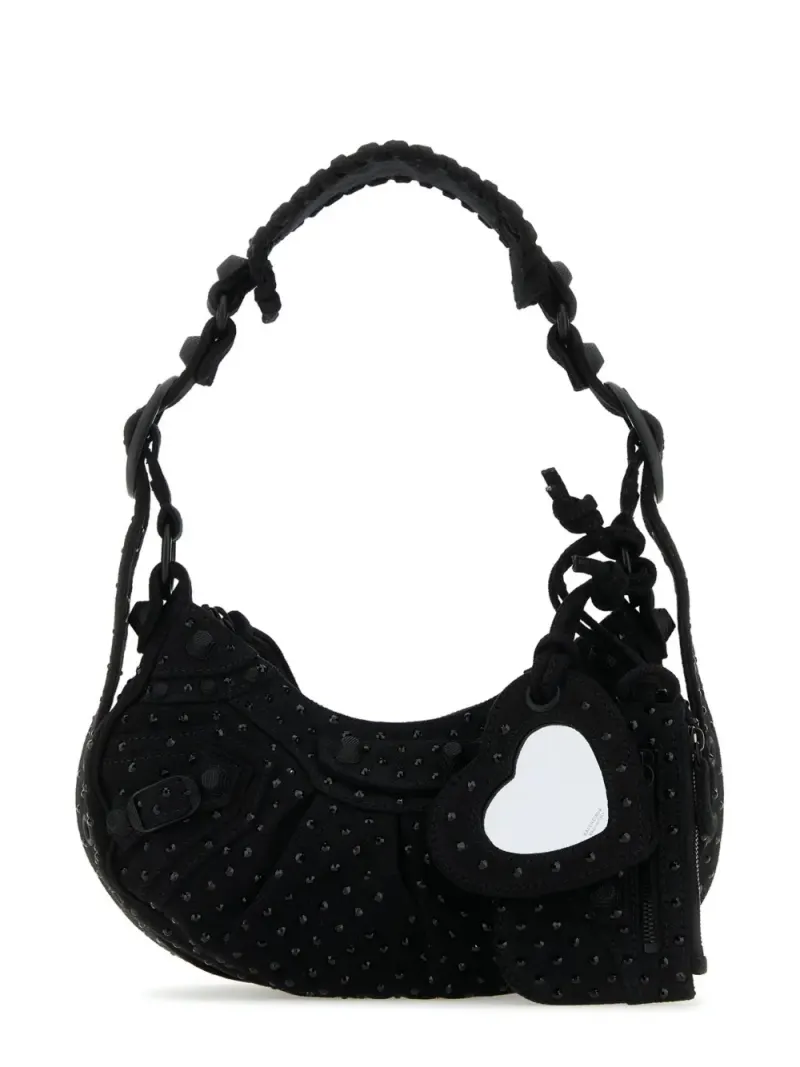 Balenciaga Verzierte XS Le Cagole Schultertasche in Schwarz