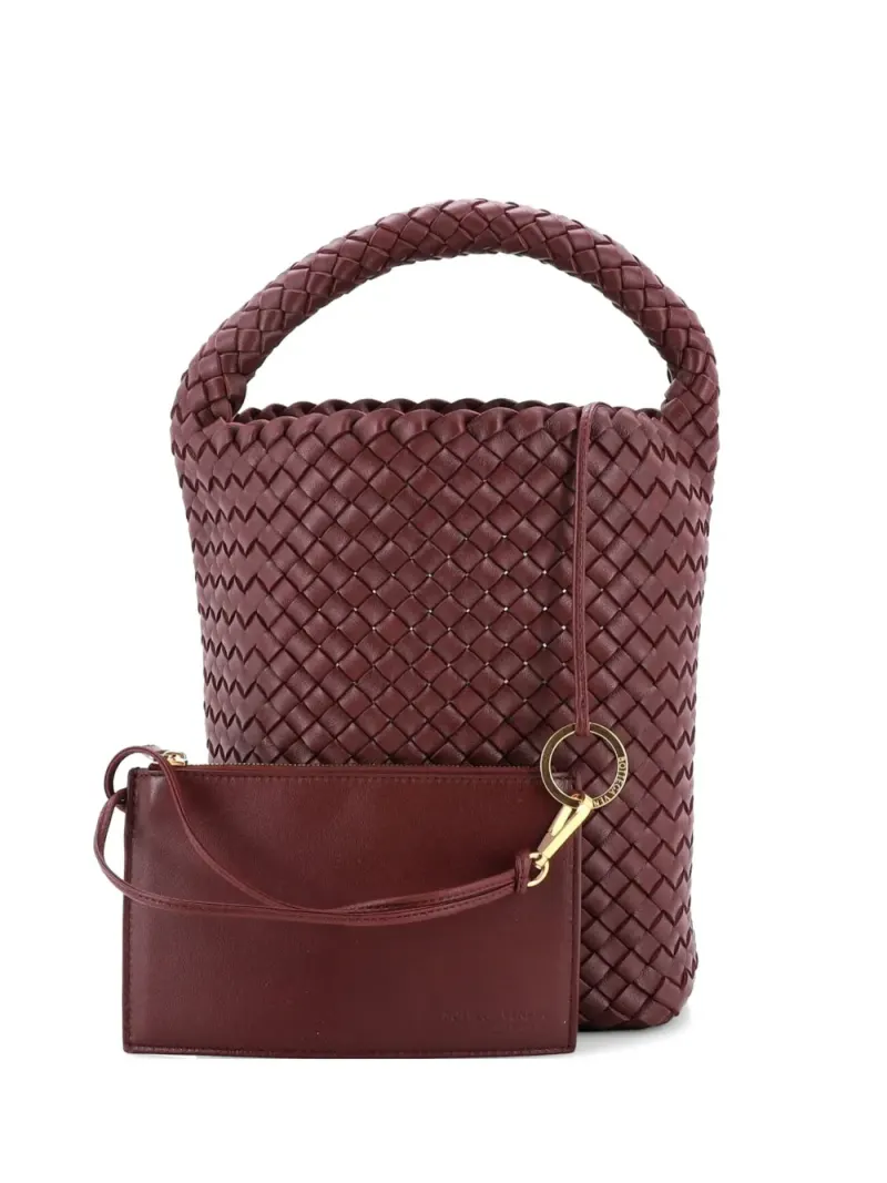 Bottega Veneta Kleine Cabat Beuteltasche mit Intrecciato-Muster in Rot Intrecciato-Leder