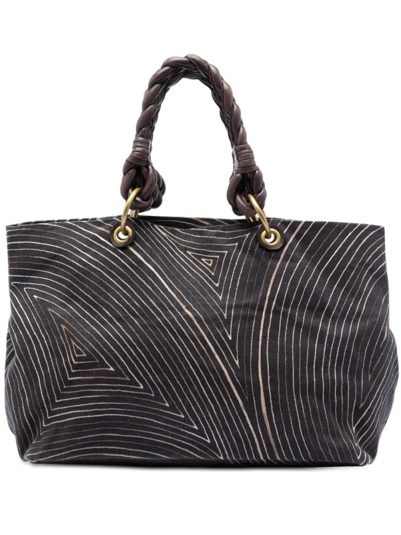 Bottega Veneta 2007 Cabat Tote Bag mit Print aus Canvas in Braun