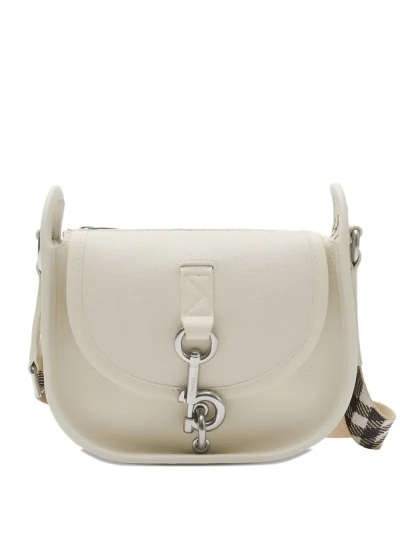 Burberry Mini B Clip Umhängetasche mit kariertem Riemen Mini in Weiß