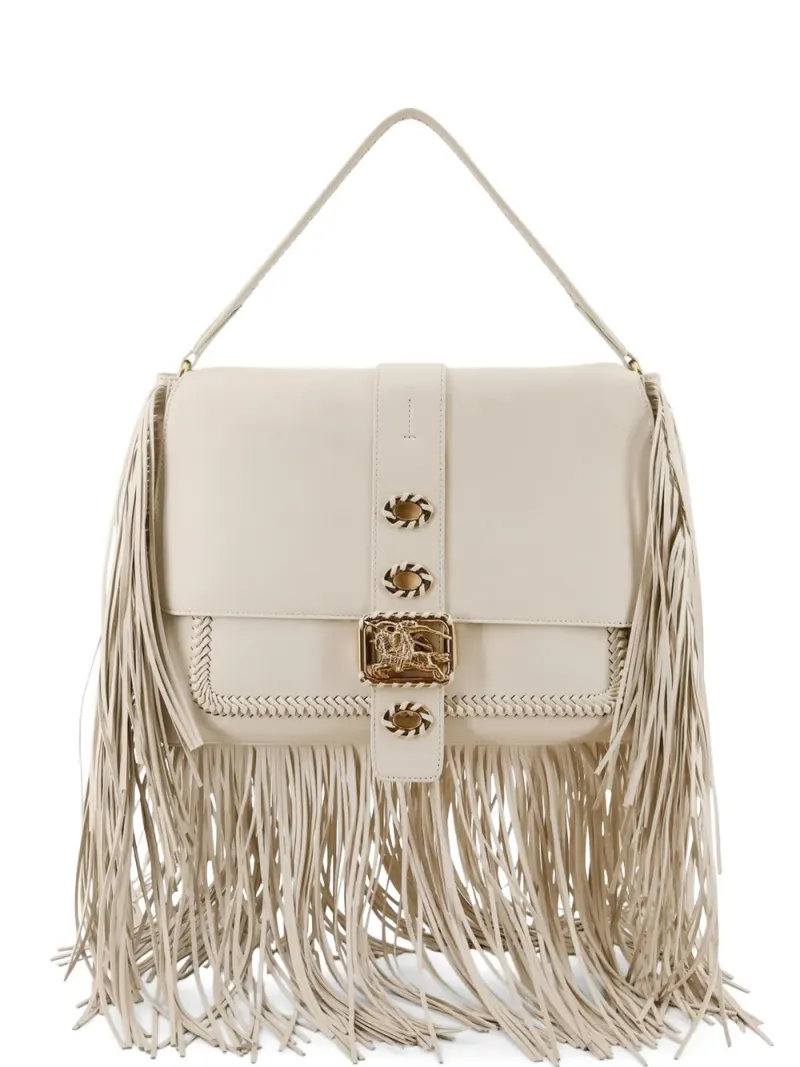 Burberry Rider fringe whipstitch shoulder bag in Nude