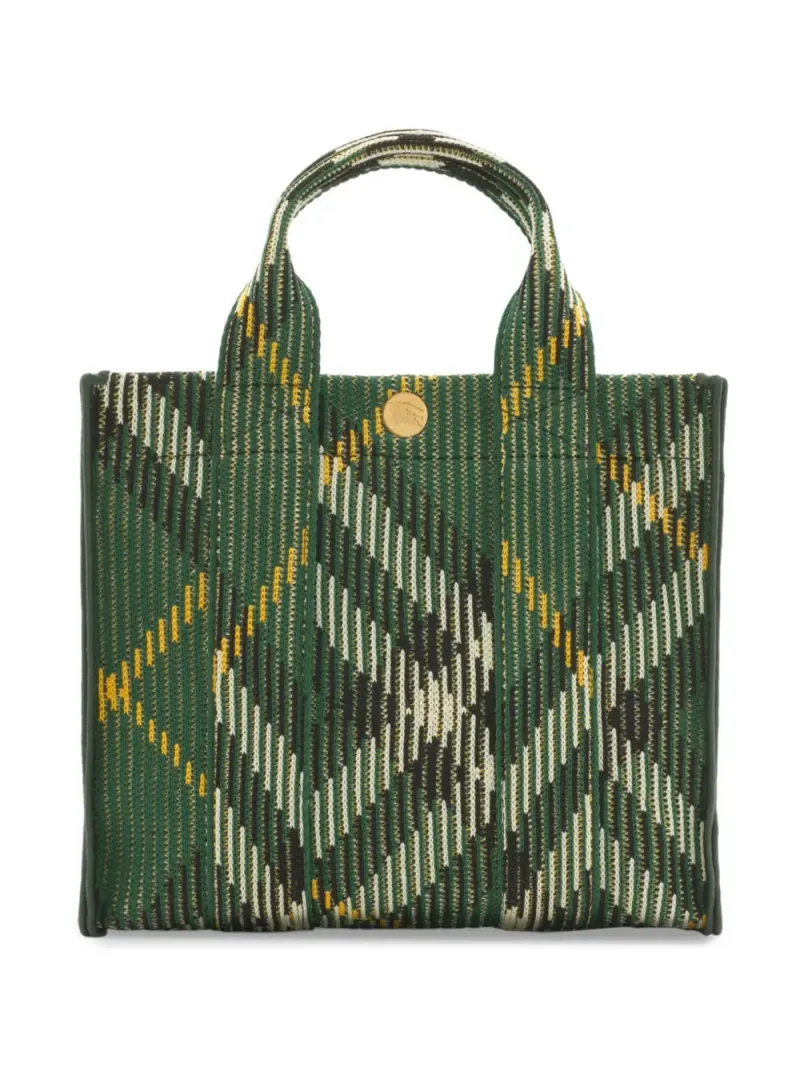 Burberry Tote Bag aus Strick mit Karomuster in Grün