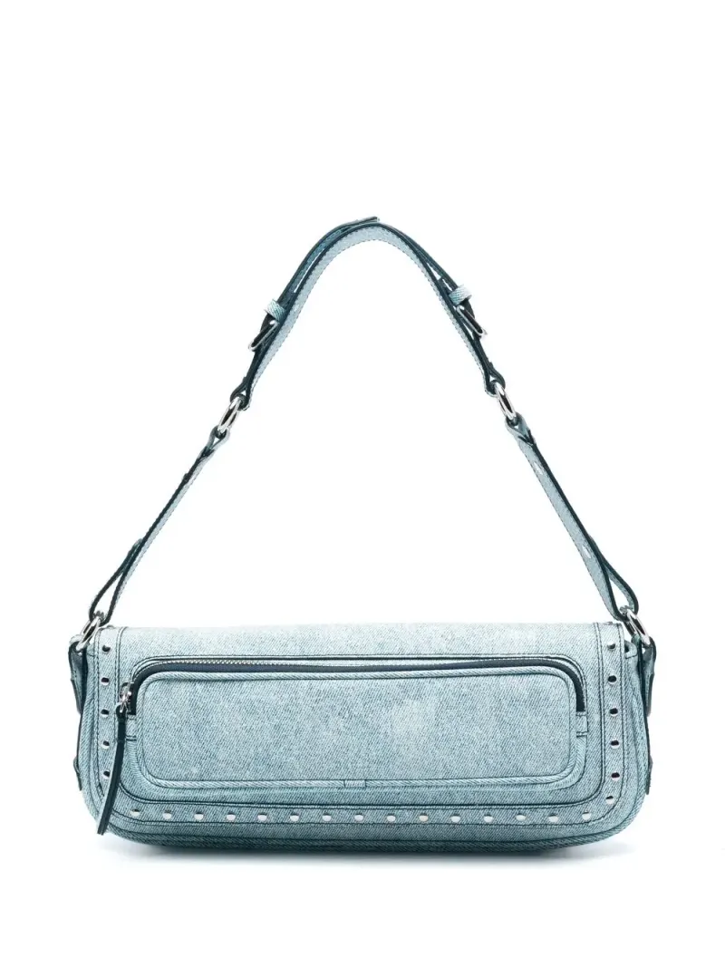 By Far Maddy Schultertasche mit Nieten in Blau