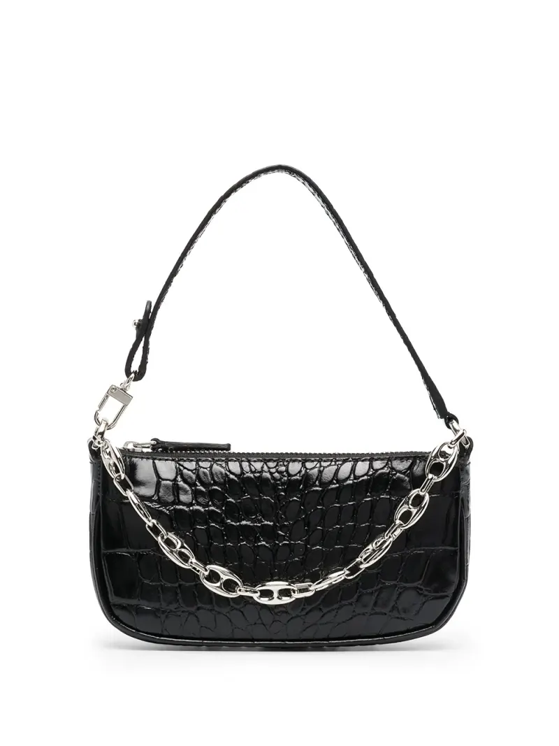 By Far Schultertasche mit Kroko-Effekt