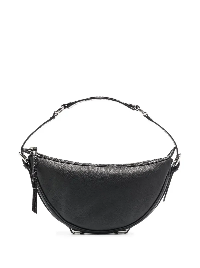 By Far Schultertasche aus gekörntem Leder in Schwarz