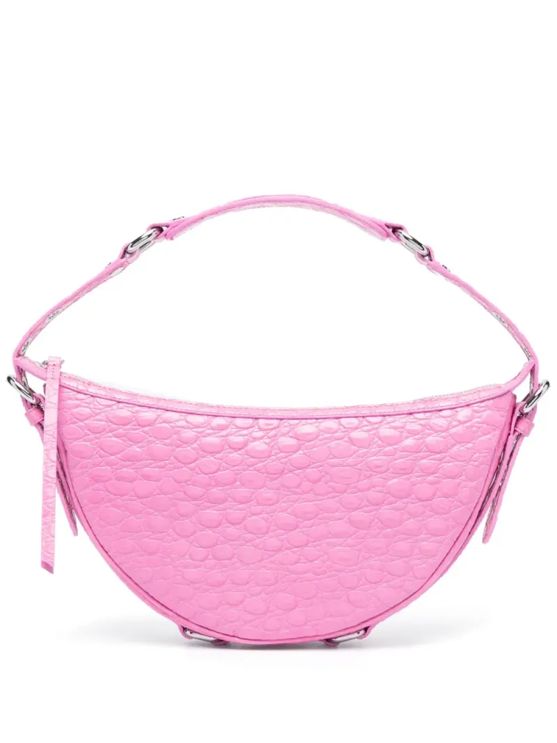 By Far Schultertasche mit Kroko-Effekt in Rosa