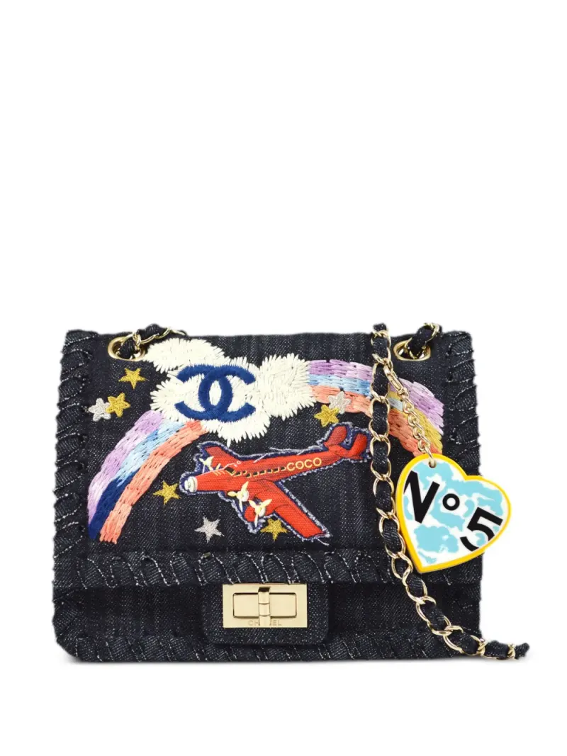 Chanel 2006 2.55 Night Flight Schultertasche in Blau