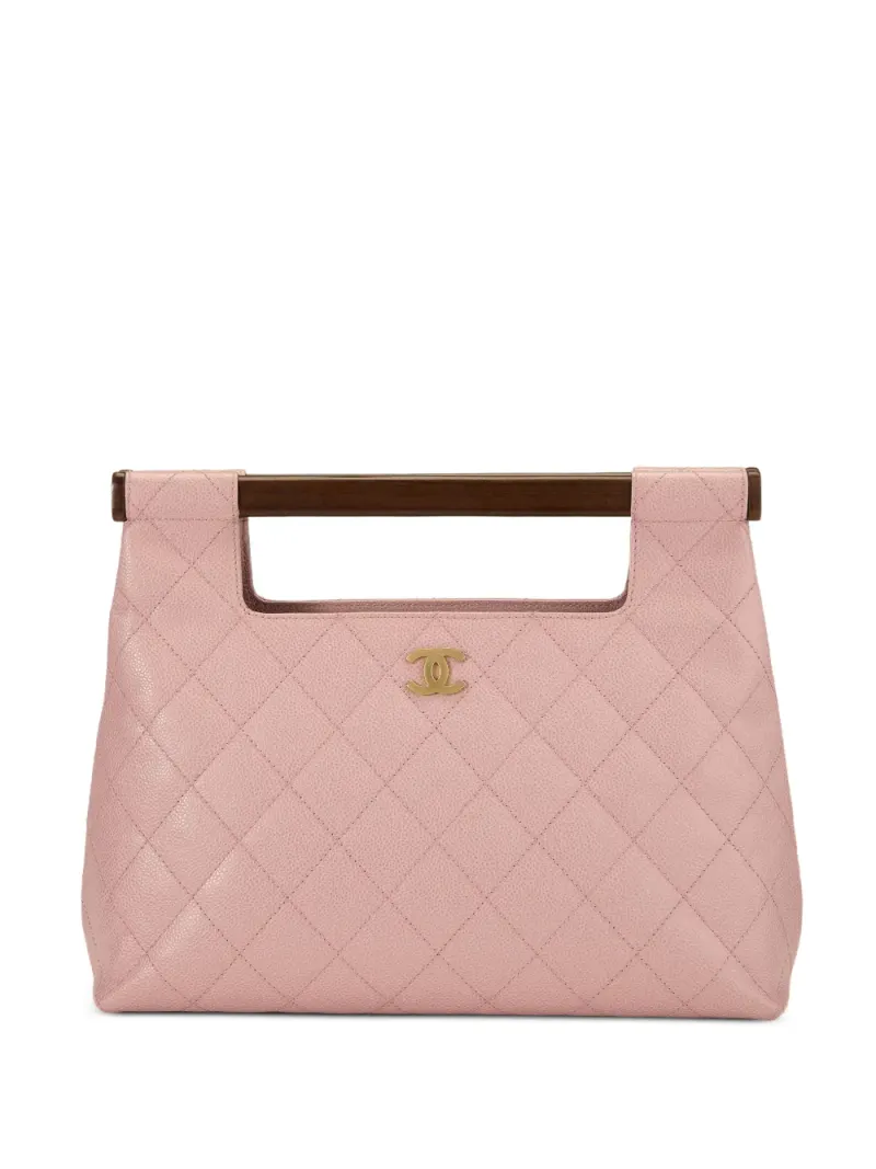 Chanel 2004 Barbie gesteppter Tote Bag mit Holzhenkel in Rosa