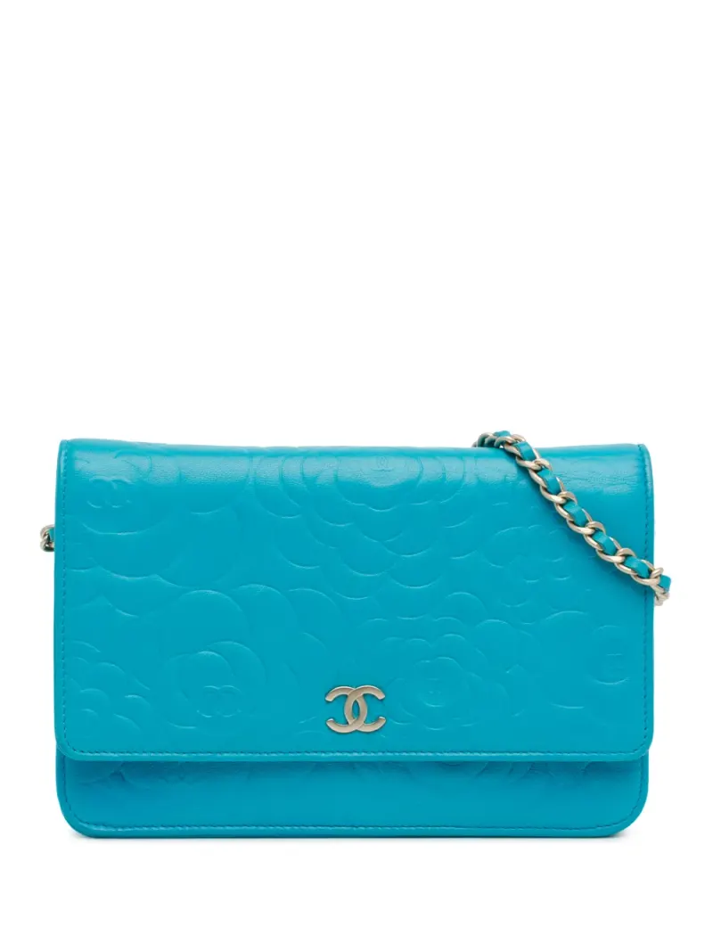 Chanel Camellia Portemonnaie in Blau Lammleder-Leder – Pre-owned Taschen
