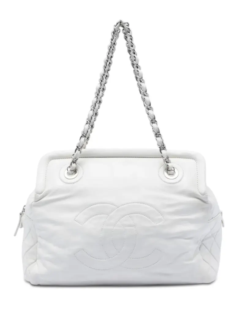 Chanel CC Frame in Weiß Lammleder-Leder – Pre-owned Taschen