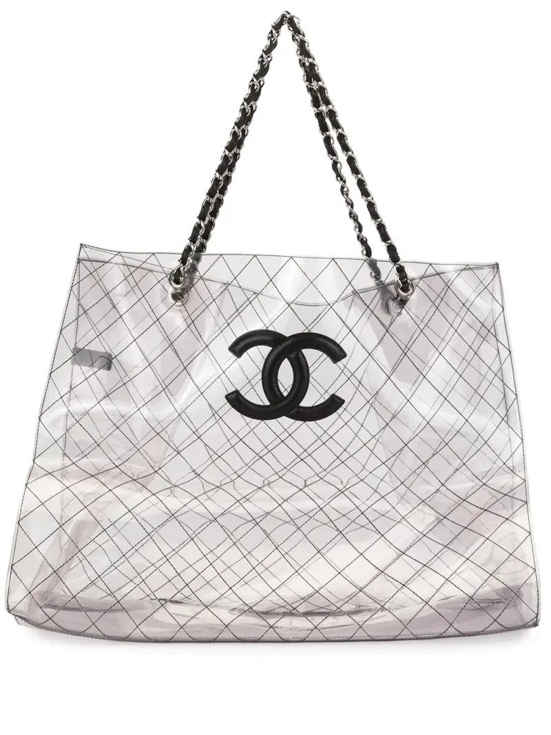 Chanel 2007-2008 CC Jumbo double chain tote bag Jumbo in Schwarz