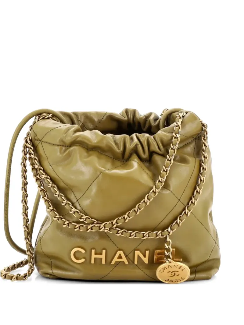 Chanel Mini Chain Hobo Umhängetasche mit Steppung 22cm Mini in Grün
