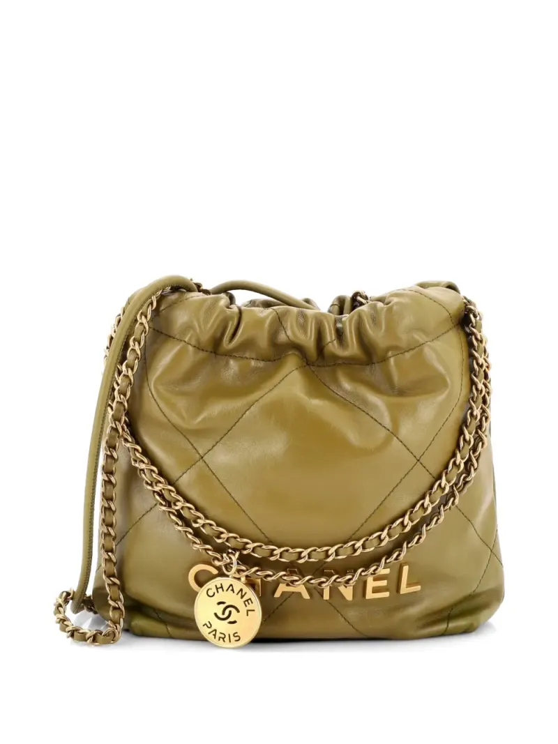 Chanel Mini Chain Hobo Umhängetasche mit Steppung 22cm Mini in Grün