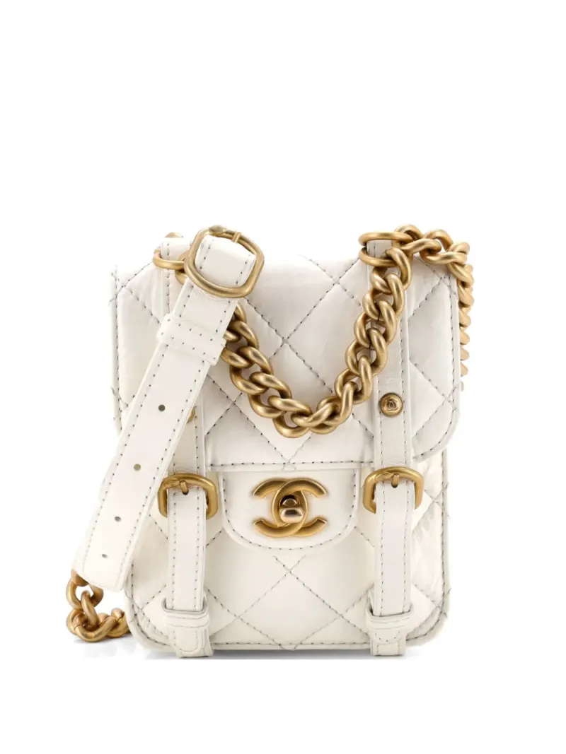 Chanel City School Flap Mini in Weiß Kalbsleder-Leder – Pre-owned Taschen
