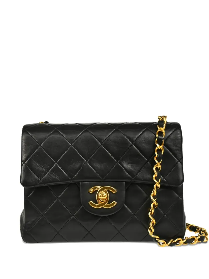 Chanel 1990 mini Classic Flap Schultertasche in Schwarz