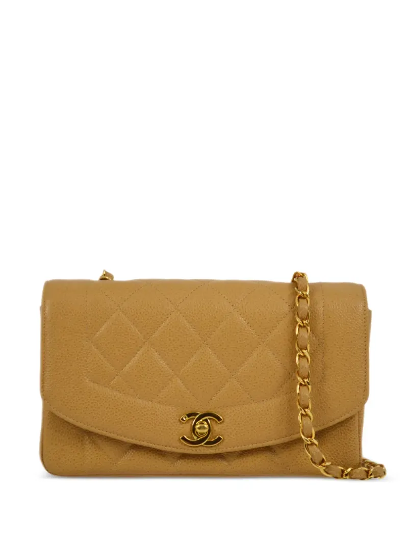 Chanel 1995 kleine Diana Schultertasche in Nude