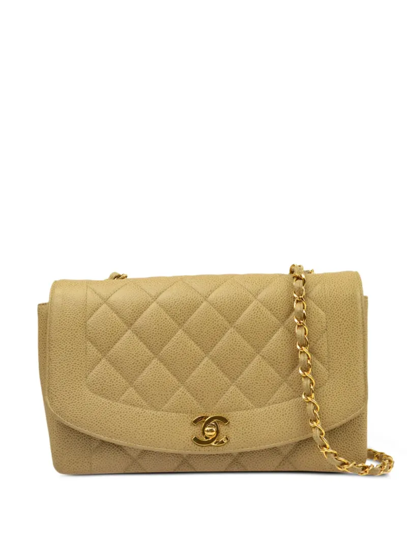Chanel 1995 Mittelgroße Diana Schultertasche in Nude