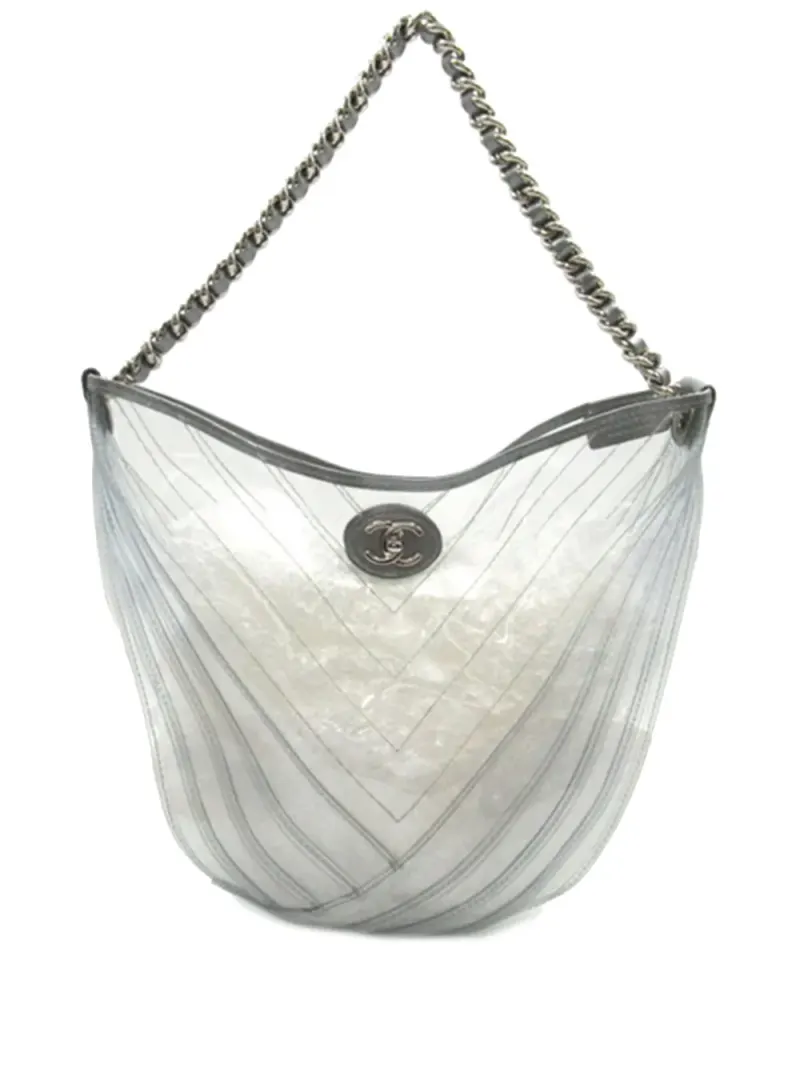 Chanel 2018 Droplet Hobo-Tasche aus PVC in Grau
