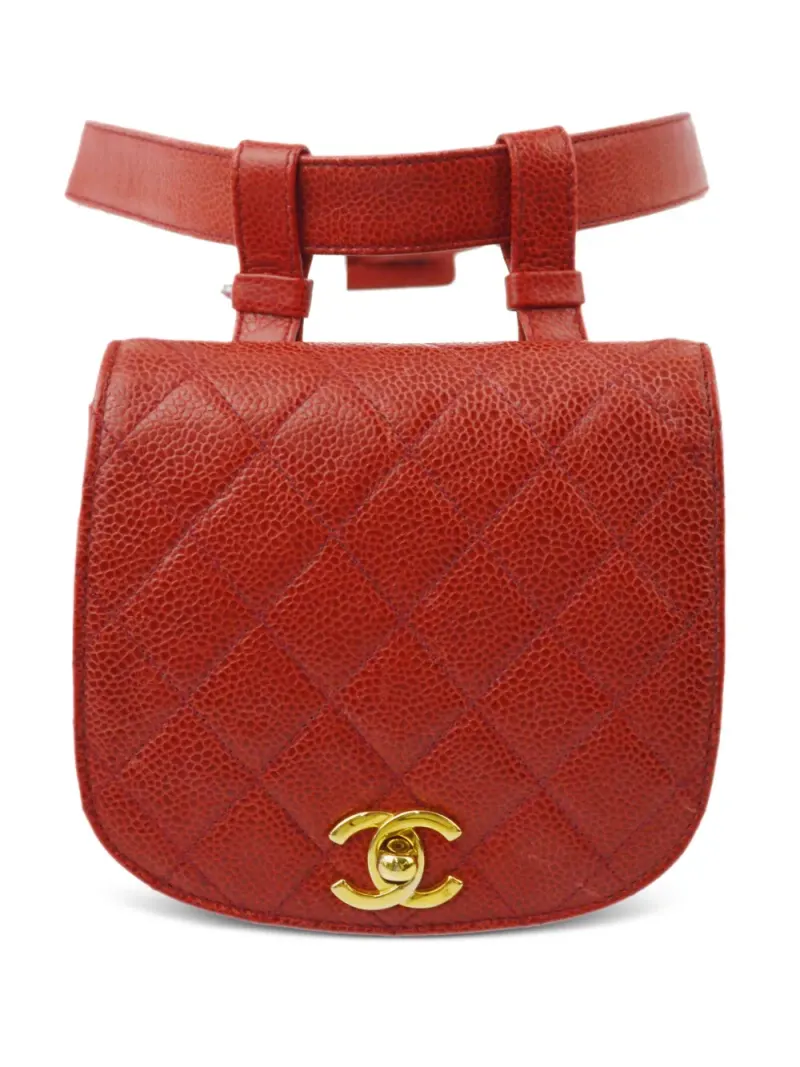 Chanel 1990 gesteppte Gürteltasche mit CC Lock in Rot