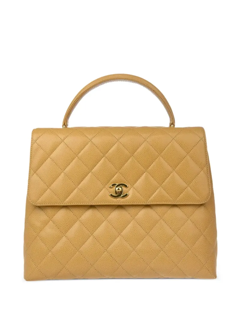 Chanel 1998 mittelgroße gesteppte Handtasche in Nude