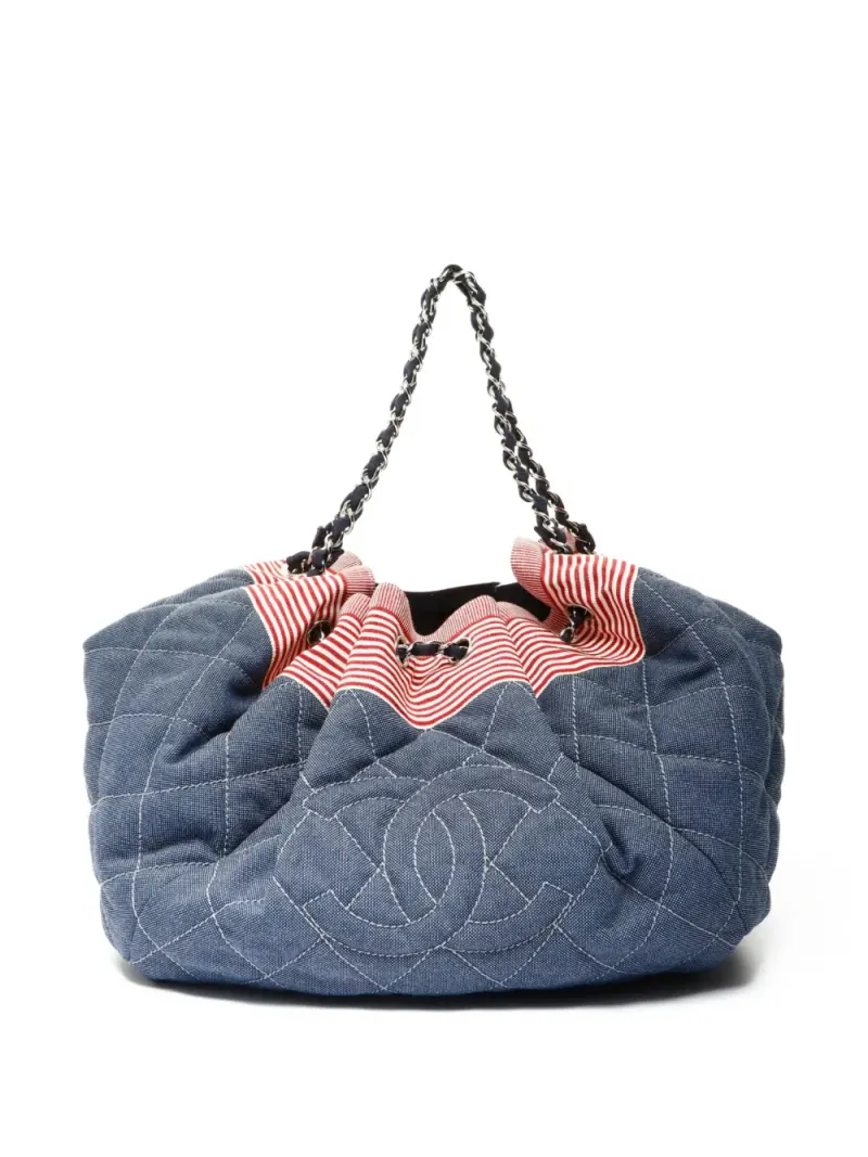 Chanel 2009-2010 GM Coco Cabas Tote Bag GM in Blau