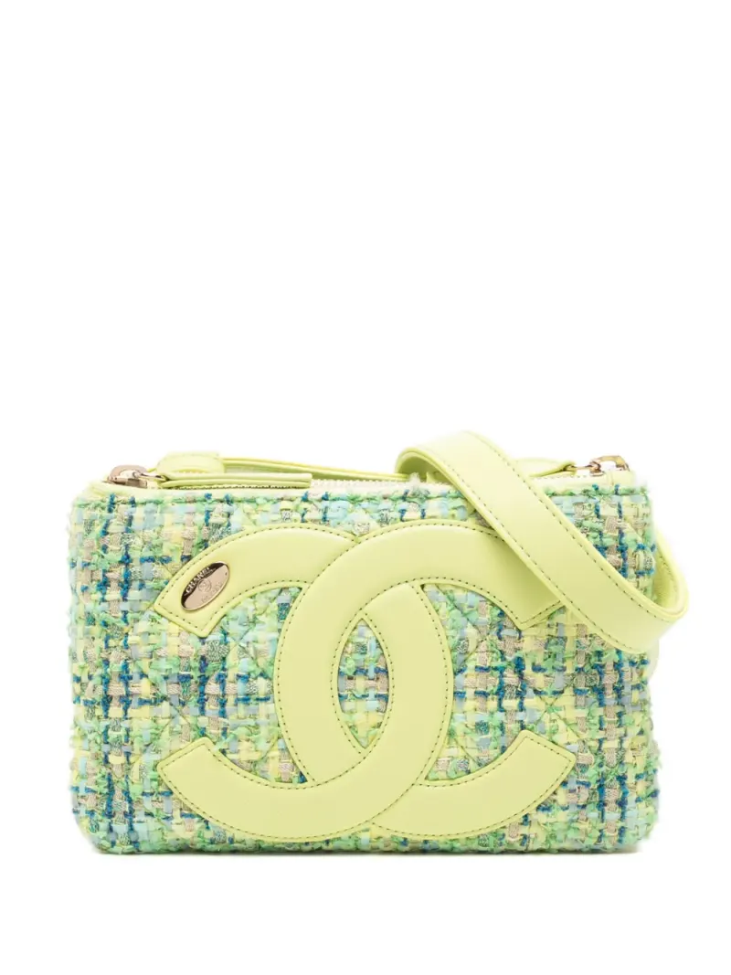 Chanel Gürteltasche aus Tweed in Grün Tweed-Leder