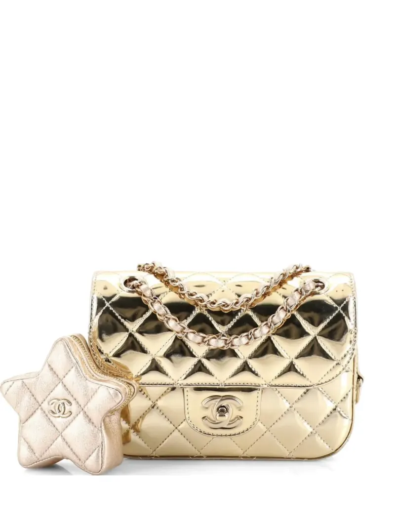 Chanel Hollywood Boulevard Schultertasche aus Metallic-Leder in Gold