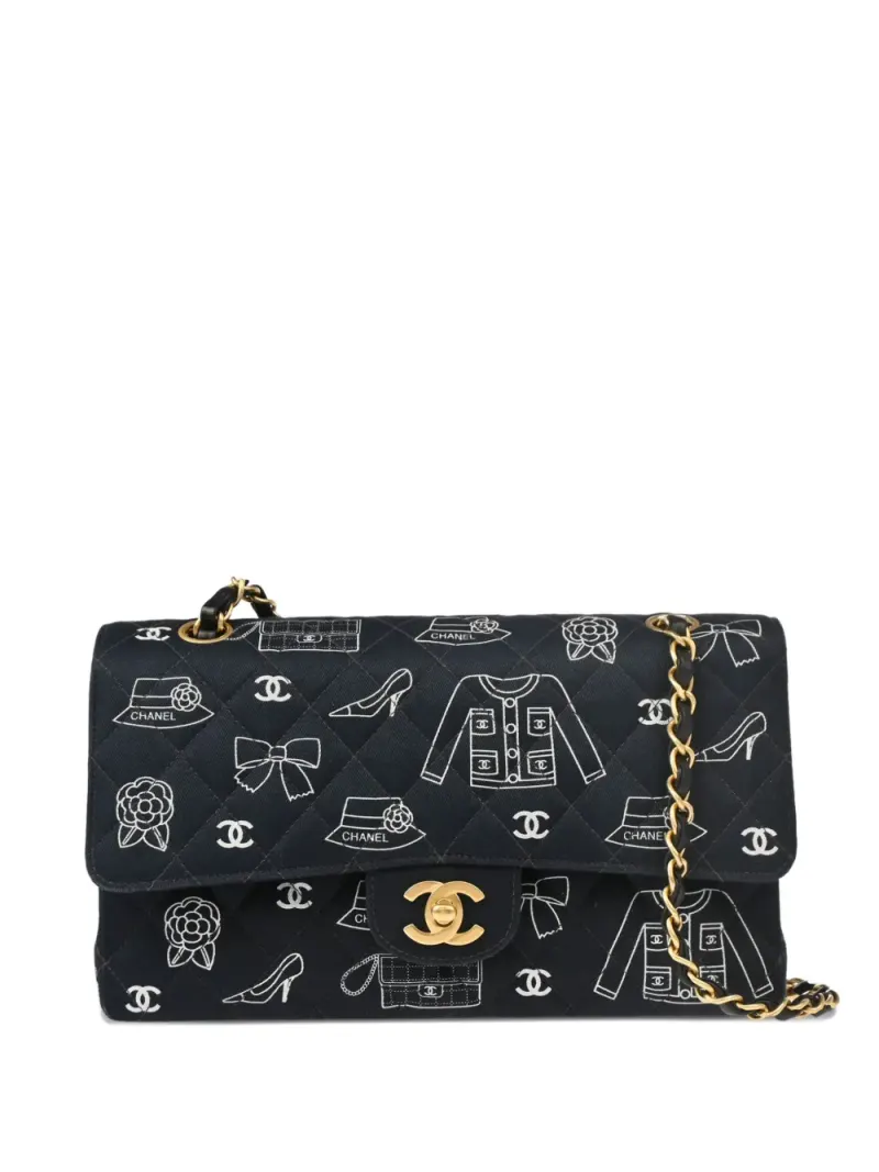 Chanel 2002 mittelgroße Icon Schultertasche mit Doppelklappe in Blau