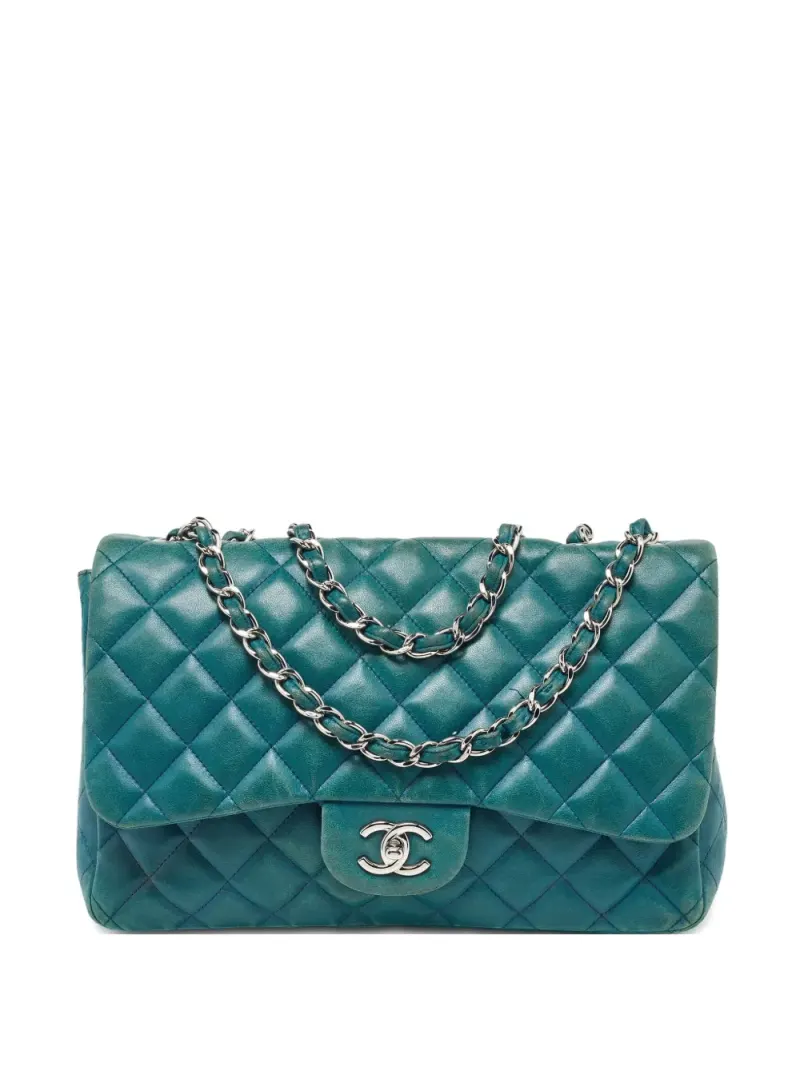 Chanel Jumbo Classic Double Flap Schultertasche Jumbo in Grün