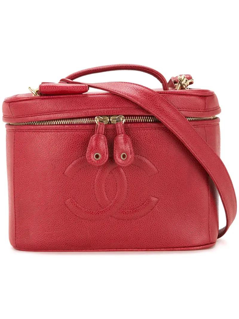 Chanel Kosmetikkoffer aus Kaviarleder in Rot