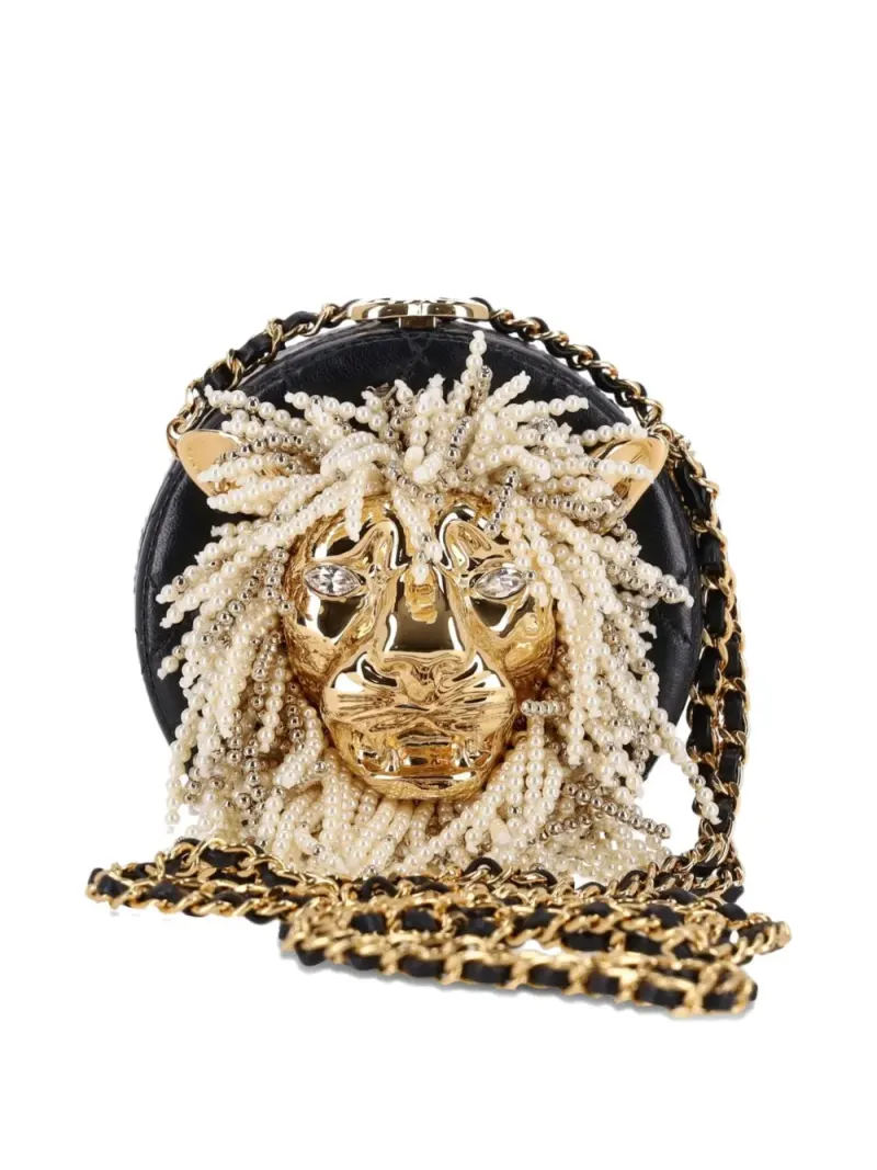 Chanel 2024 mini Lion Head Umhängetasche mit Verzierung in Schwarz