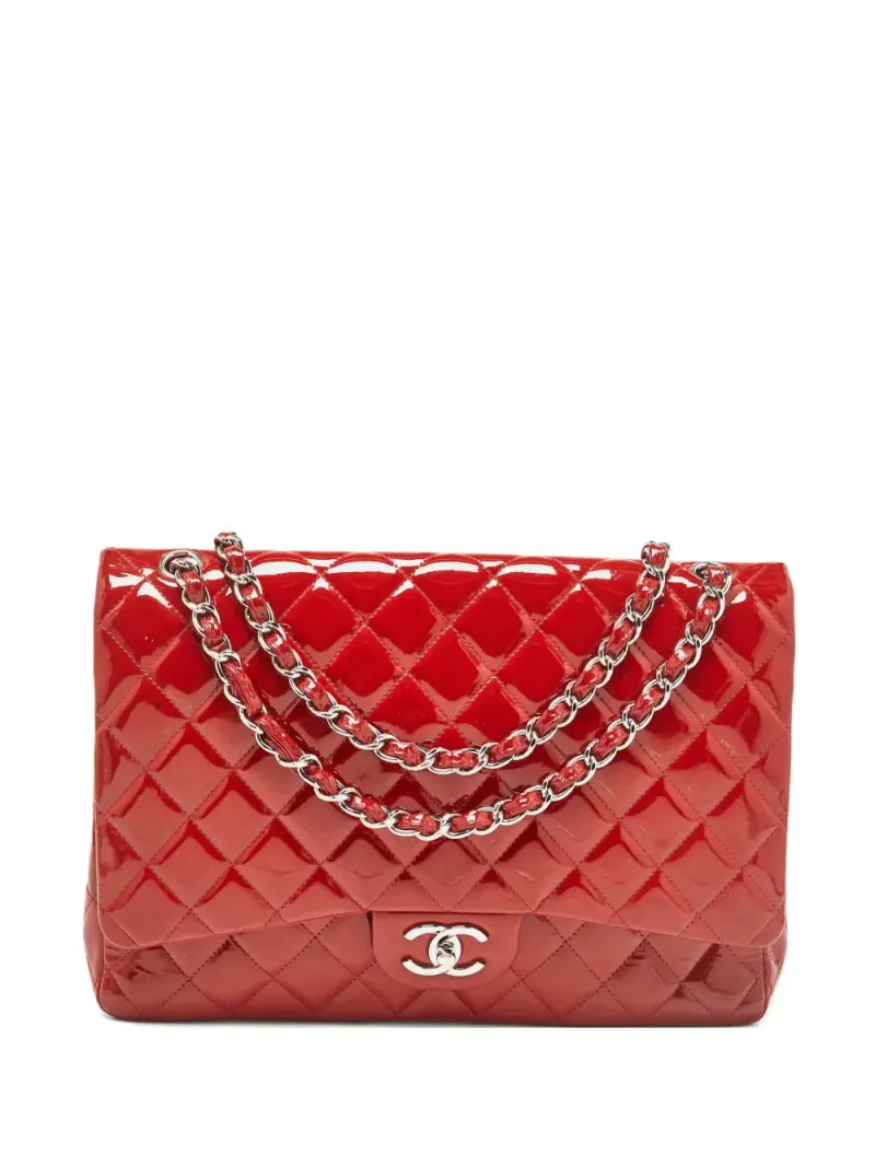 Chanel 2010-2011 maxi Schultertasche mit Double Flap in Rot