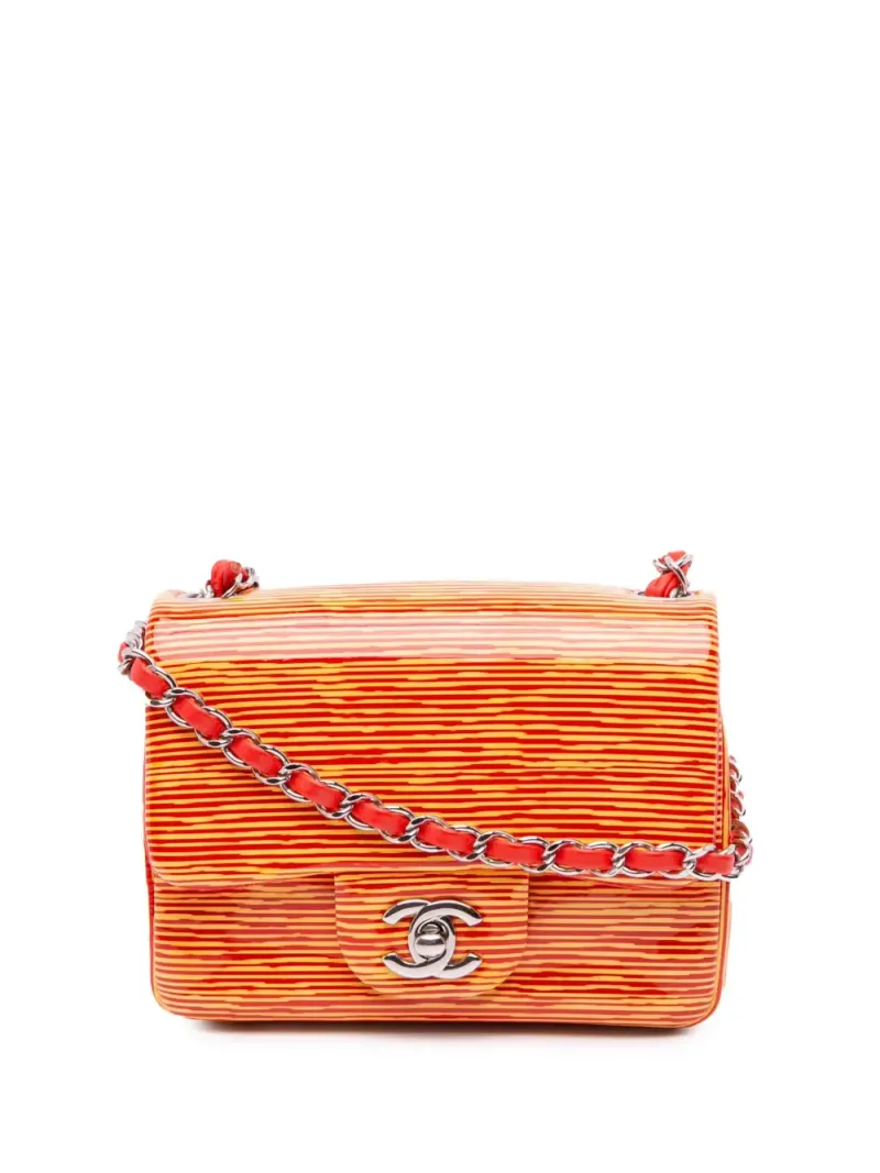 Chanel rechteckige Classic Single Flap in ORANGE – Pre-owned Taschen