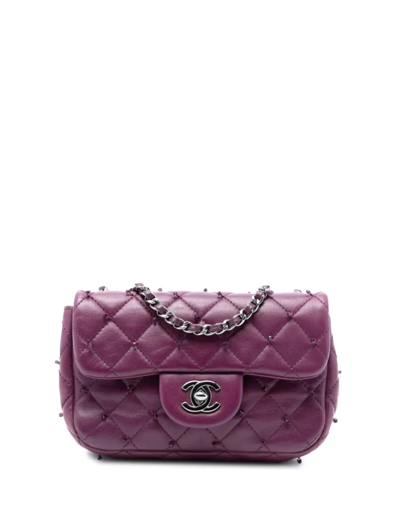 Chanel rechteckige Single Flap in Violett Lammleder-Leder – Pre-owned Taschen