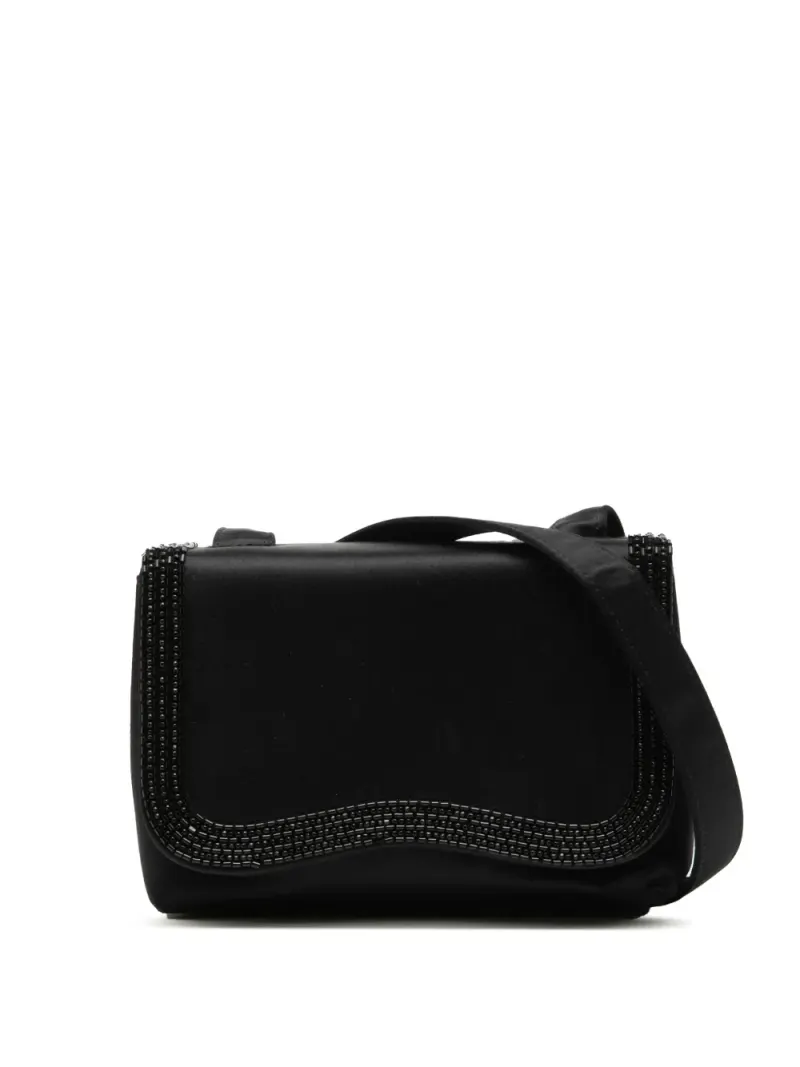 Chanel 1997-1999 mini Satin-Umhängetasche mit Perlen in Schwarz