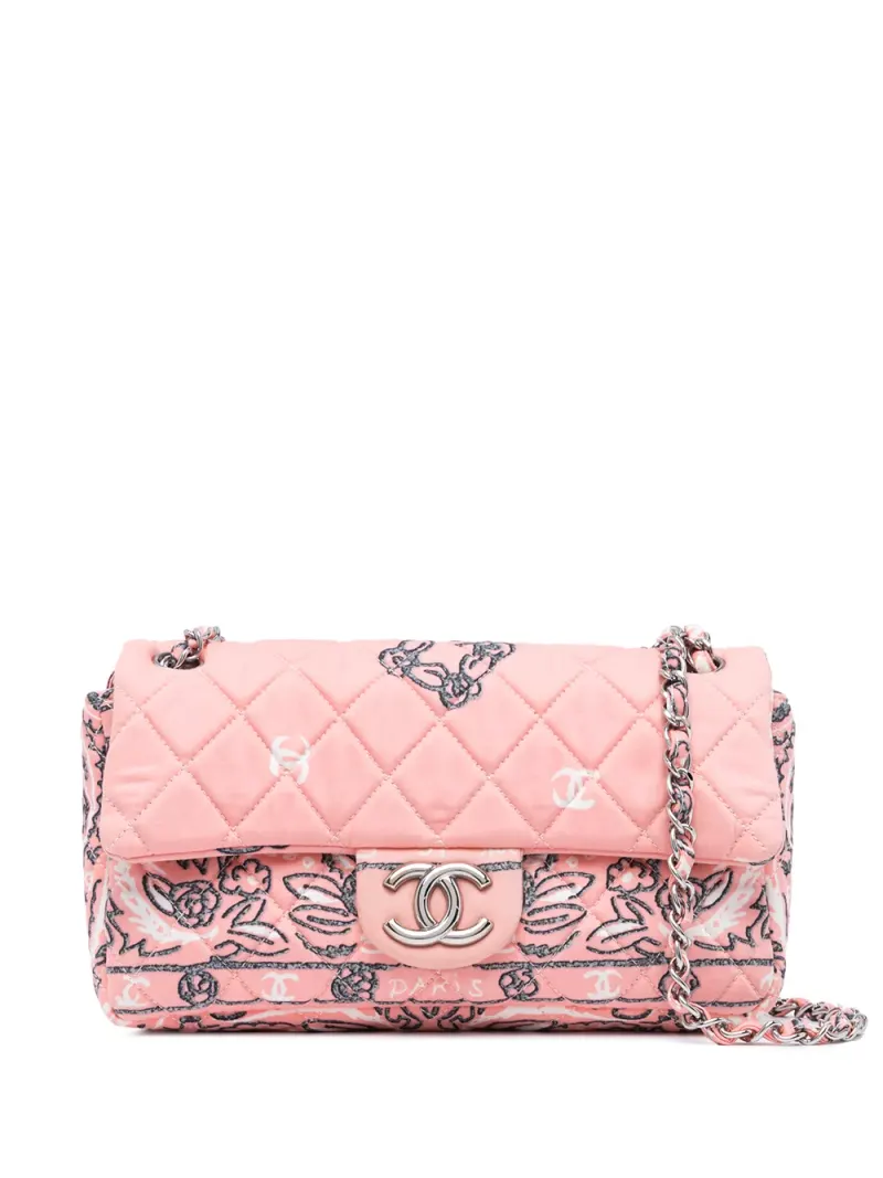 Chanel 2008 Schultertasche mit Blumenmuster in Rosa