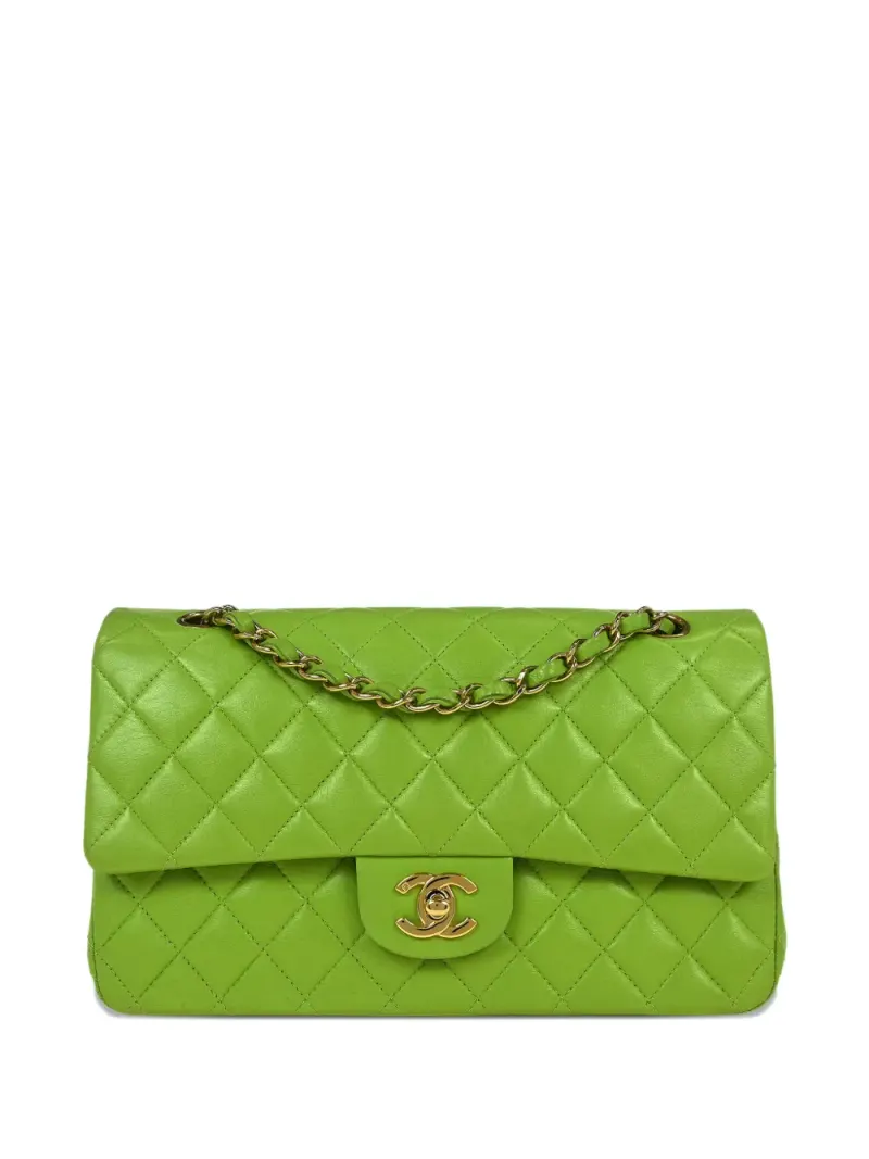 Chanel 2002-2003 Schultertasche mit Doppelklappe in Grün