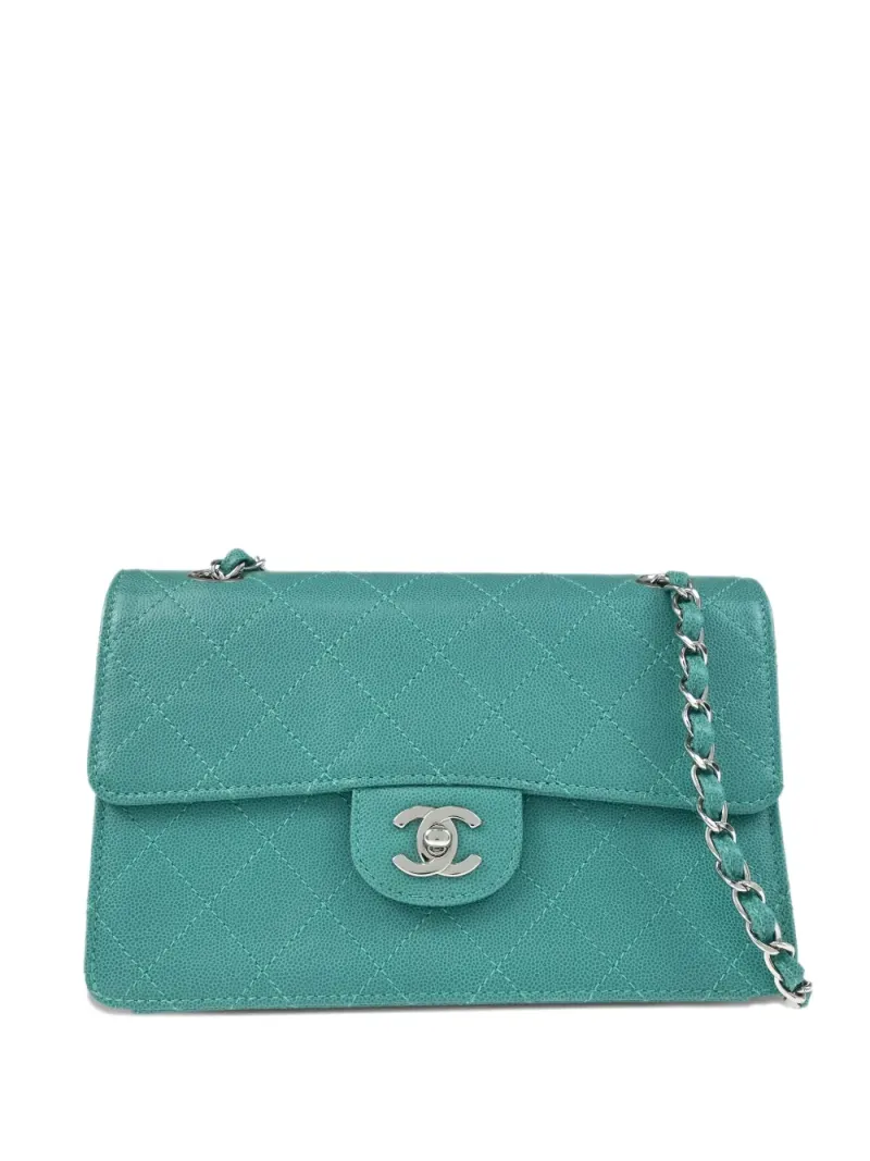 Chanel 1998 Single Flap Schultertasche in Grün