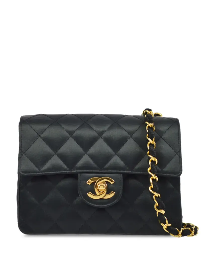 Chanel 1992 Mini Square Classic Flap Schultertasche Mini in Schwarz